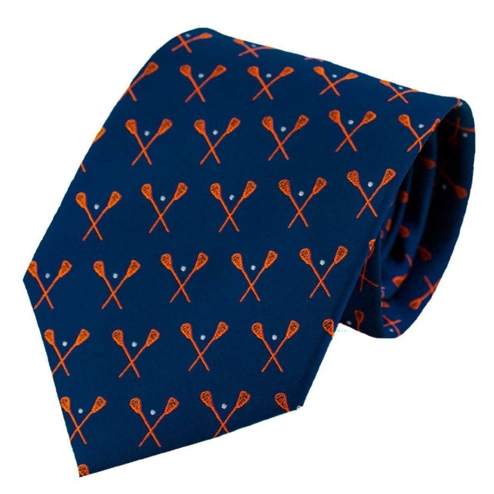 Donegal Bay Blue and Orange Lacrosse Silk Tie
